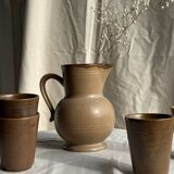 Set of 10 small stoneware mugs from Digoin.