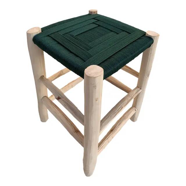 Contemporary Moroccan stool handmade in nylon rope and wood