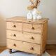 Renovated antique English solid pine chest of drawers.