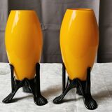 Pair of yellow vases "mickaël powolny and loetz"
