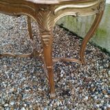 Louis XV style gilded wood coffee table with marble top
