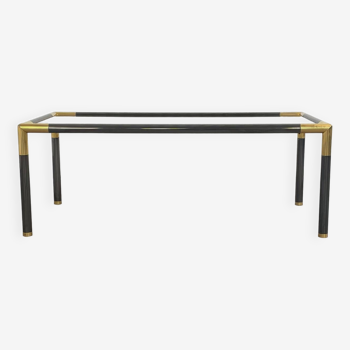 Gunmetal gold metal and smoked glass coffee table from the 70s