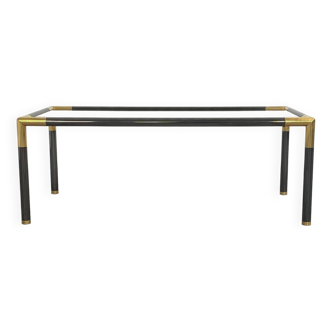 Gunmetal gold metal and smoked glass coffee table from the 70s