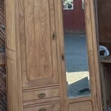 Armoire parisienne ancienne en chêne massif brut