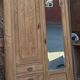 Antique Parisian wardrobe in solid raw oak: hanging space + shelves