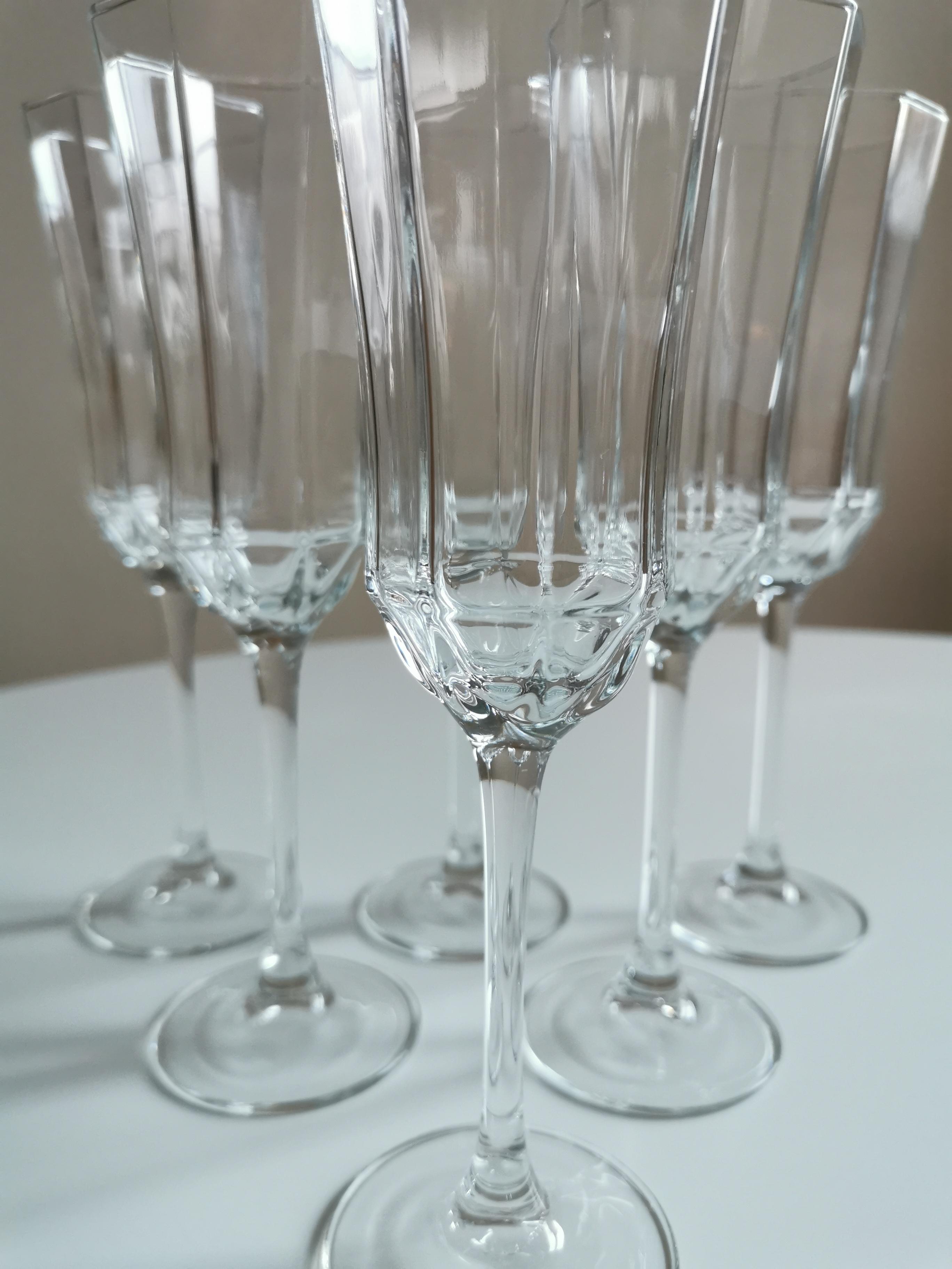 Service of 6 vintage champagne flutes
