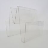 Vintage magazine rack, transparent plexiglass magazine rack