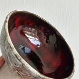 Textured ceramic footed bowl