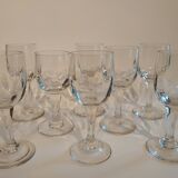 Lot of 8 glasses of bistro blown by hand in the late 1940