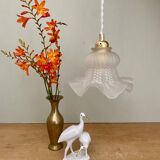 Vintage frosted glass tulip pendant light