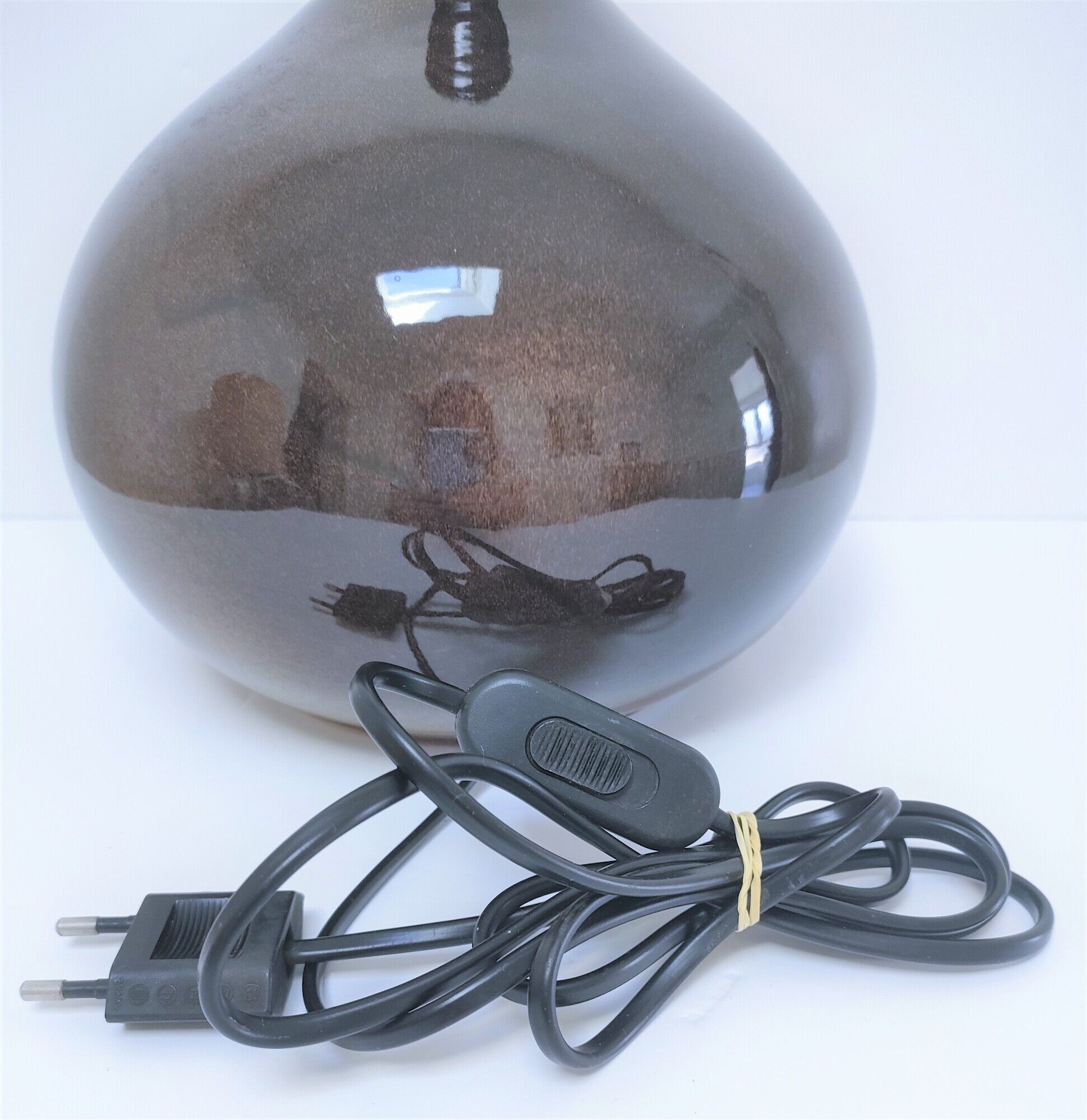 Lampe céramique signée abat-jour herbier hauteur 59 cm