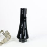 Black and white tempered glass vase, vintage 1960