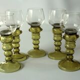 Lot de 5 grands verres à vin Roemer soufflés à la bouche, vintage des années 50