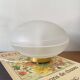 Vintage desk table lamp with antique glass and brass base.