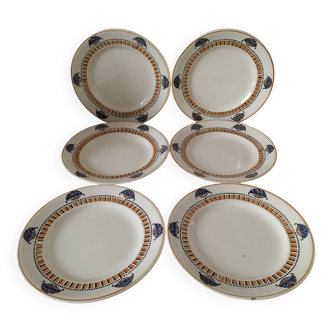 6 Longwy Art Deco plates