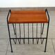 Porte-revues vintage avec tablette bois