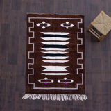 Moroccan brown ethnic carpet 103 X 145 cm