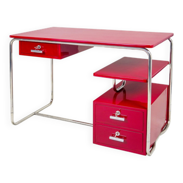 Bureau rouge Bauhaus en bois laqué, Allemagne, années 1930