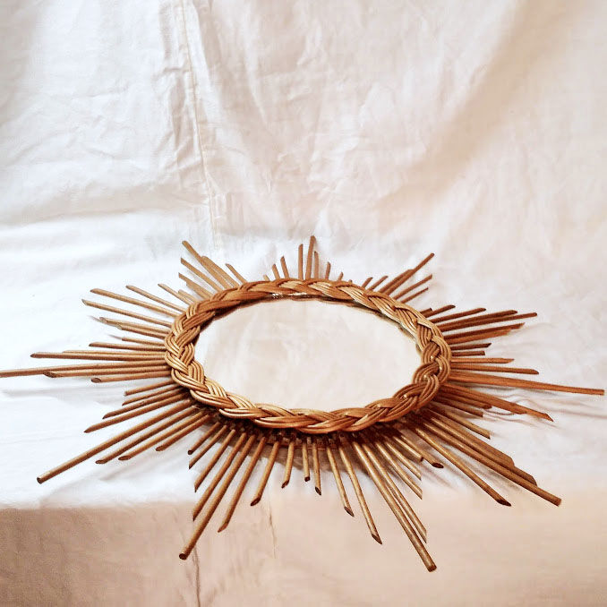 Rattan sun mirror 1960 - 50x50cm