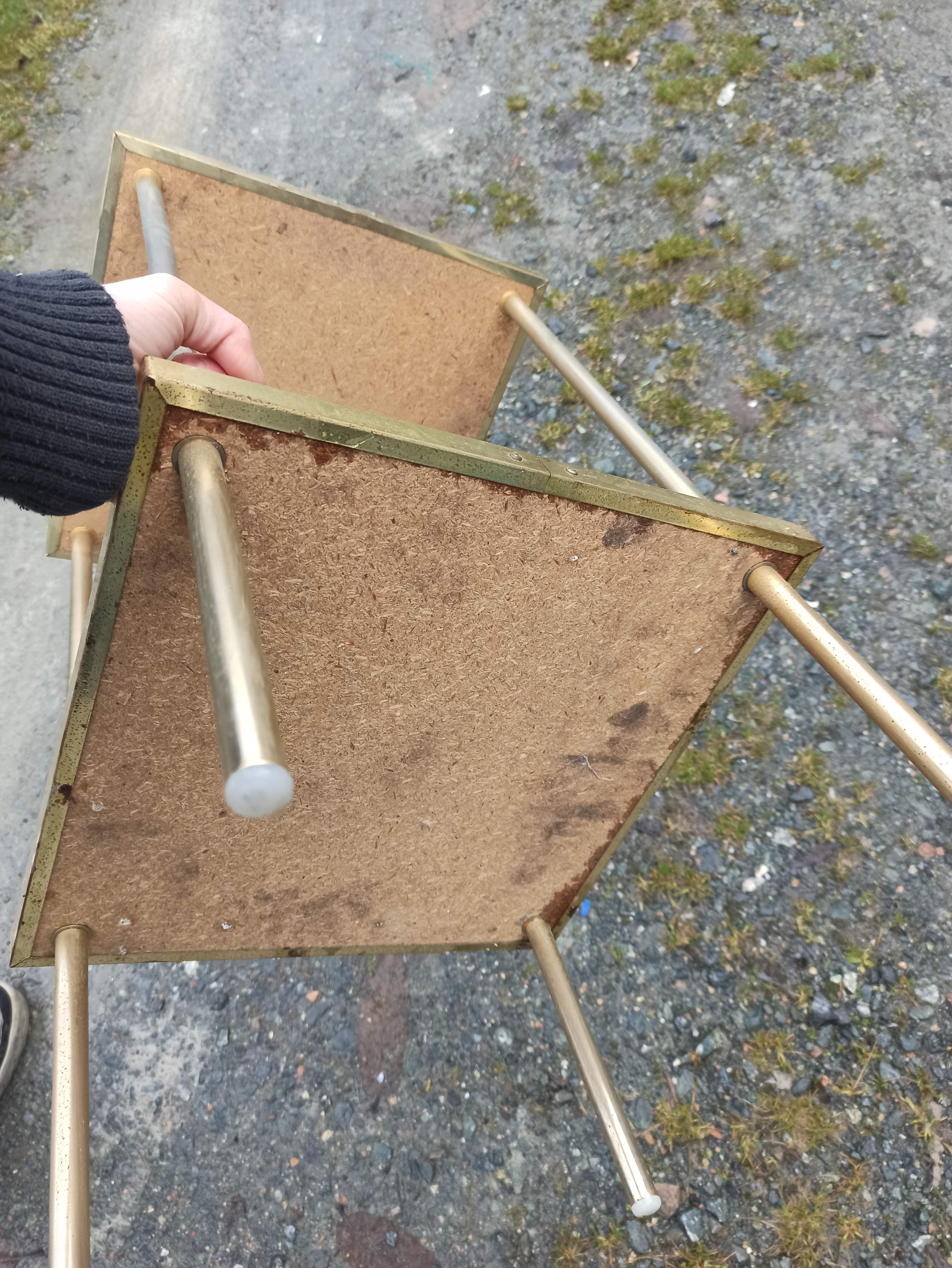 Gold chrome formica shelf harness