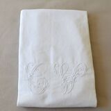 Old linen/cotton sheet large monogram