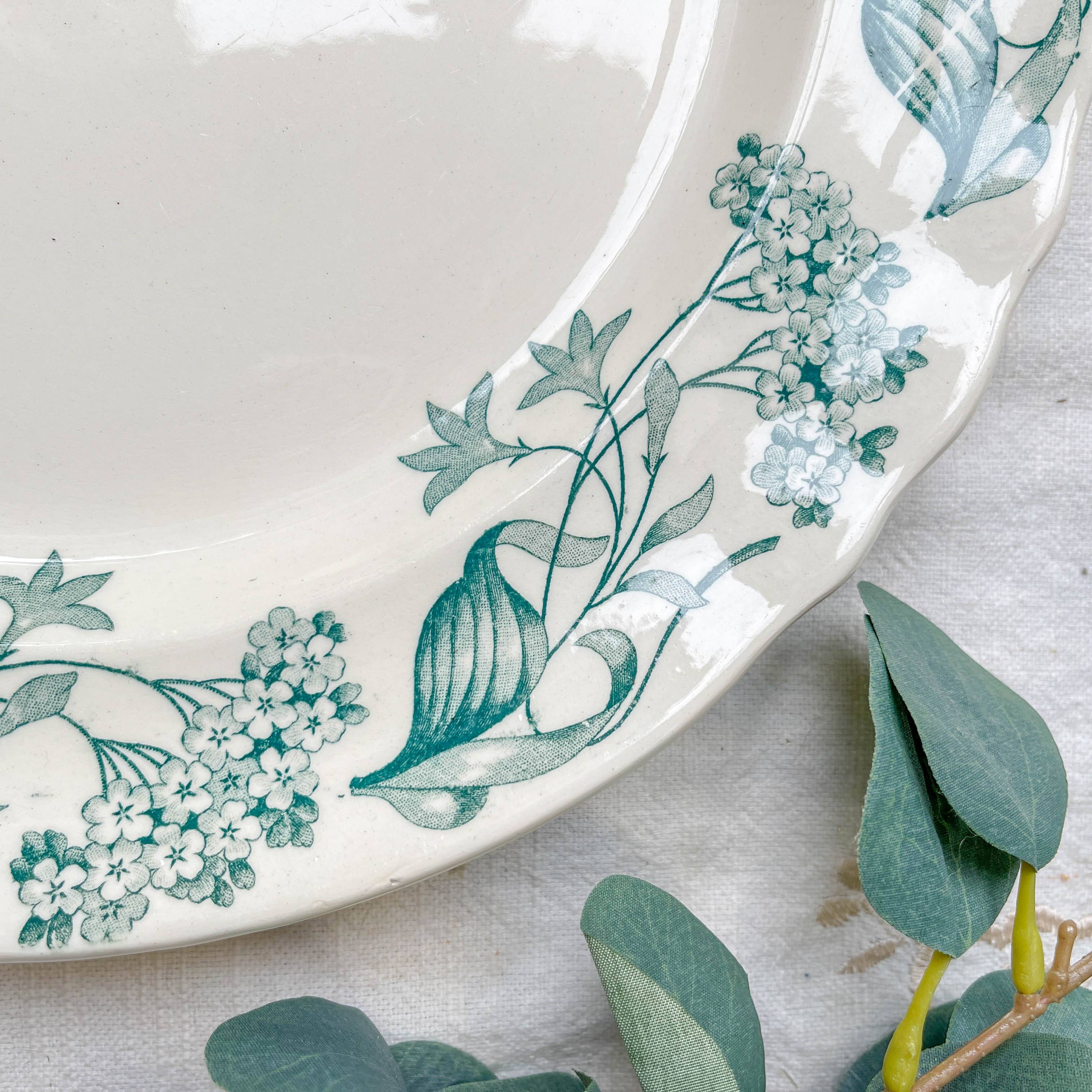 Antique round dish from Terre de Fer "Lilac" – Longchamp 19th century