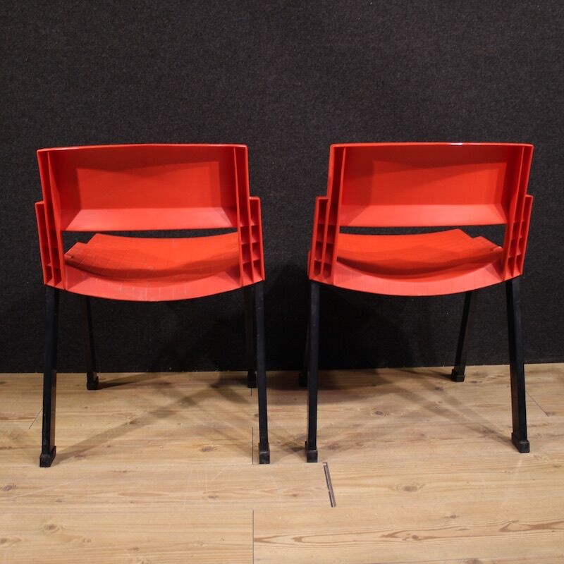 Paire de chaises rouges City par Lucci & Orlandini pour Lamm
