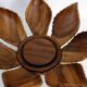 Large lotus flower vintage wooden aperitif service