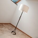 Mid-century leather and iron floor lamp by Jean-Pierre Ryckaert