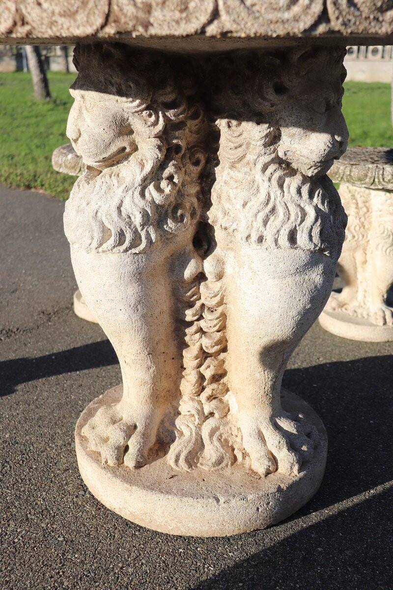 Garden set table and 6 stools, Italy early 20th century