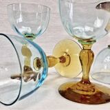 4 old two-tone George Sand wine glasses