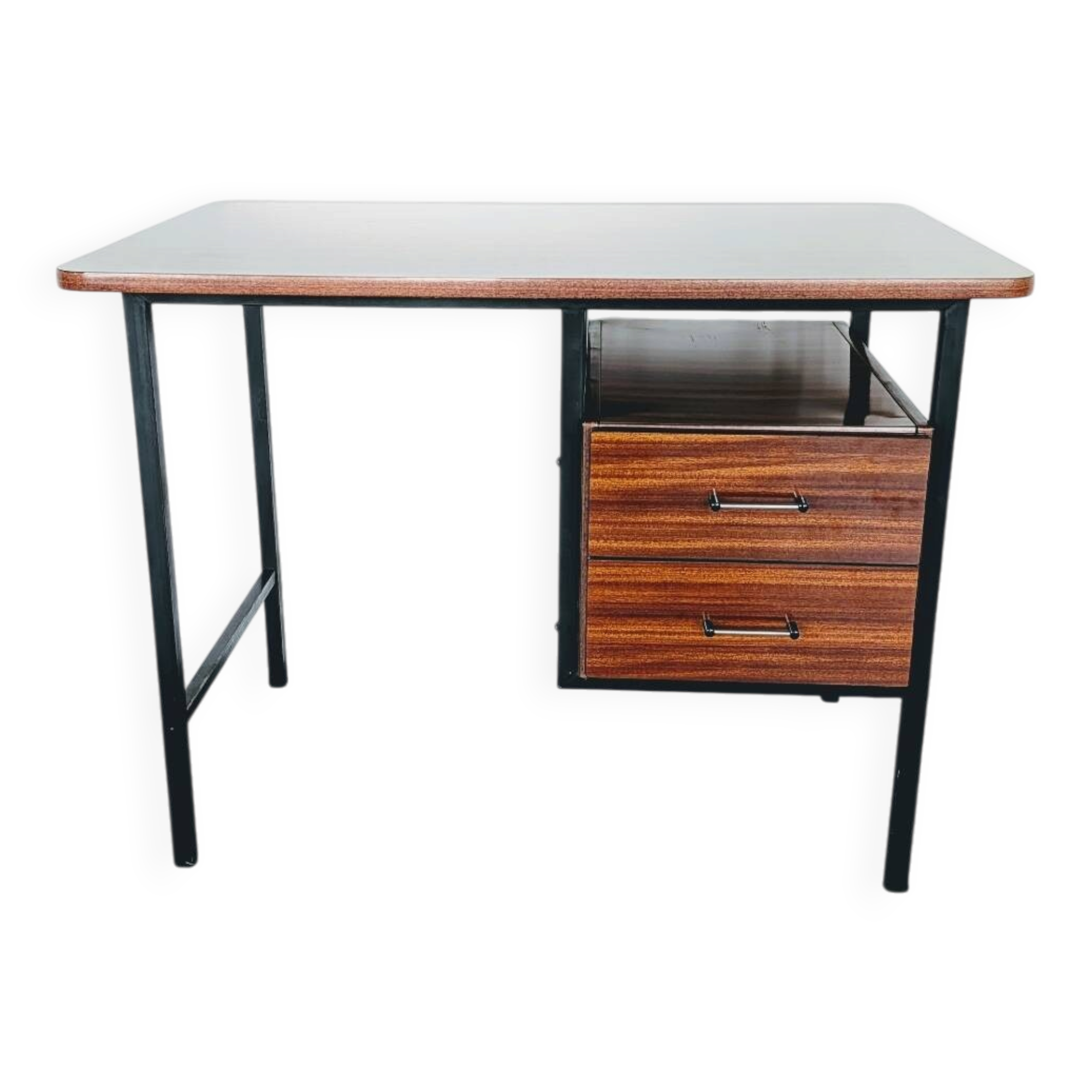 Vintage desk in formica, wood and metal