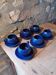 Set of 6 dark blue cups and saucers Charles Voltz Vallauris