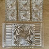Tray and 3 vintage ramekins in worked glass
