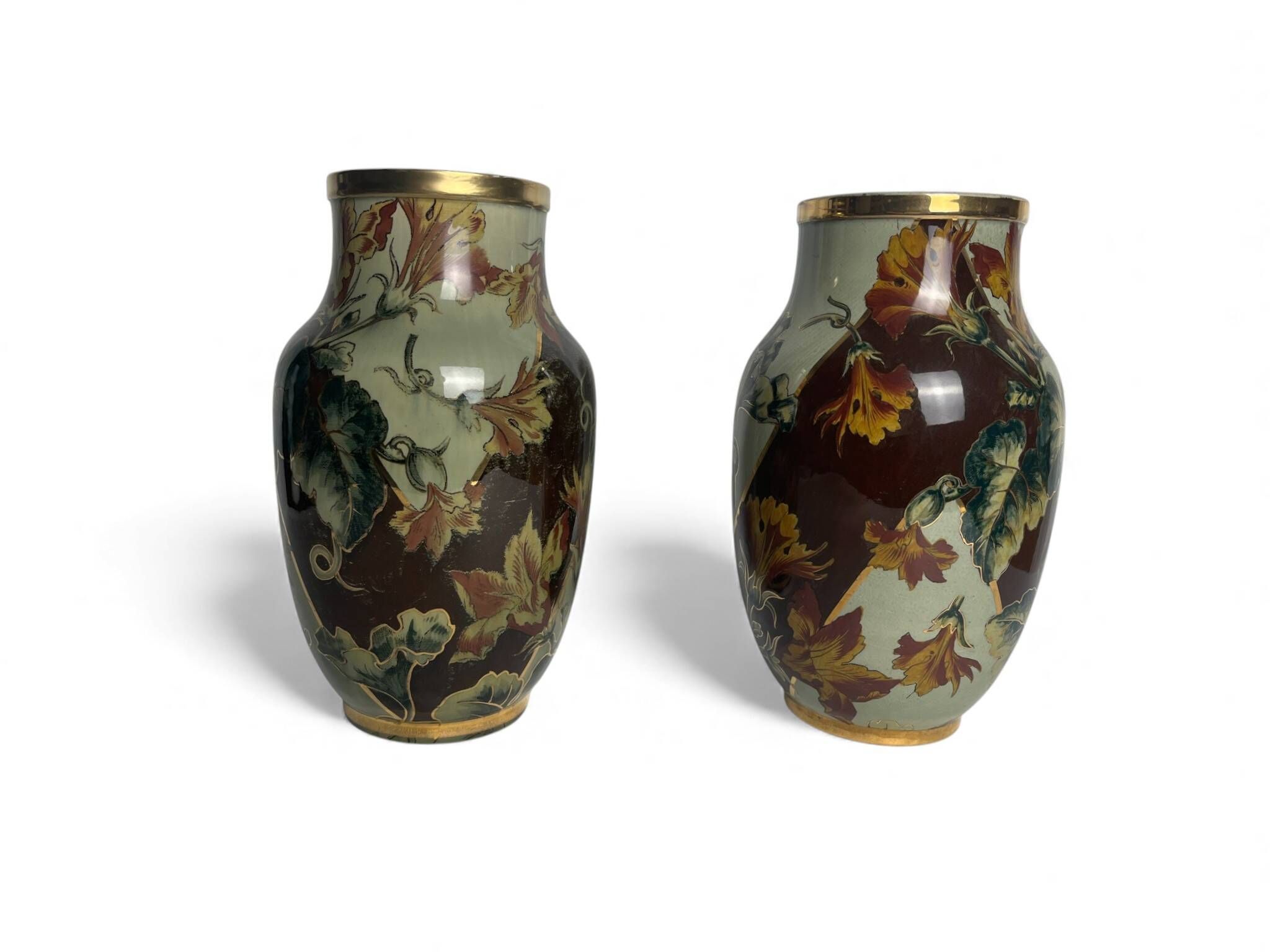 Art Deco, pair of Lunéville earthenware vases circa 1930