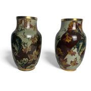 Art Deco, pair of Lunéville earthenware vases circa 1930