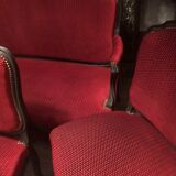 Salon Napoleon III 19 eme canapé 3 places et 4 chaises parfait etat bois noirci tissu rouge