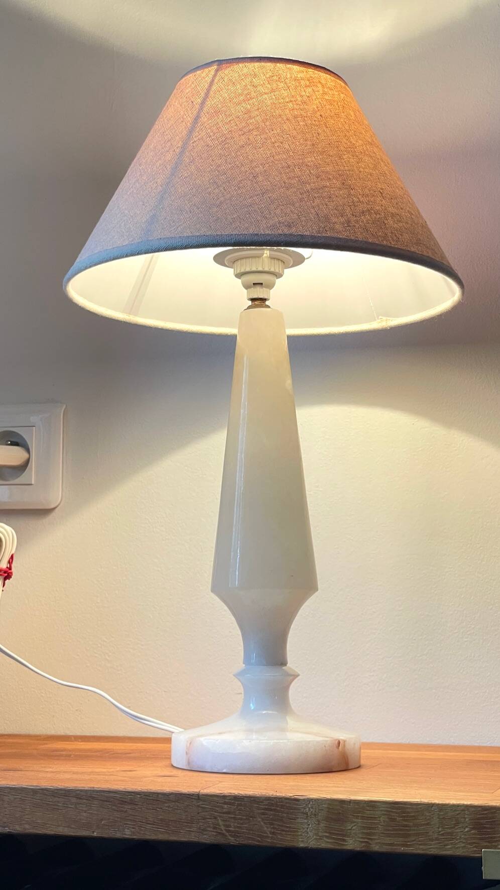 Vintage geometric alabaster stone lamp