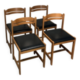 Set of four vintage chairs with retro design skai seats