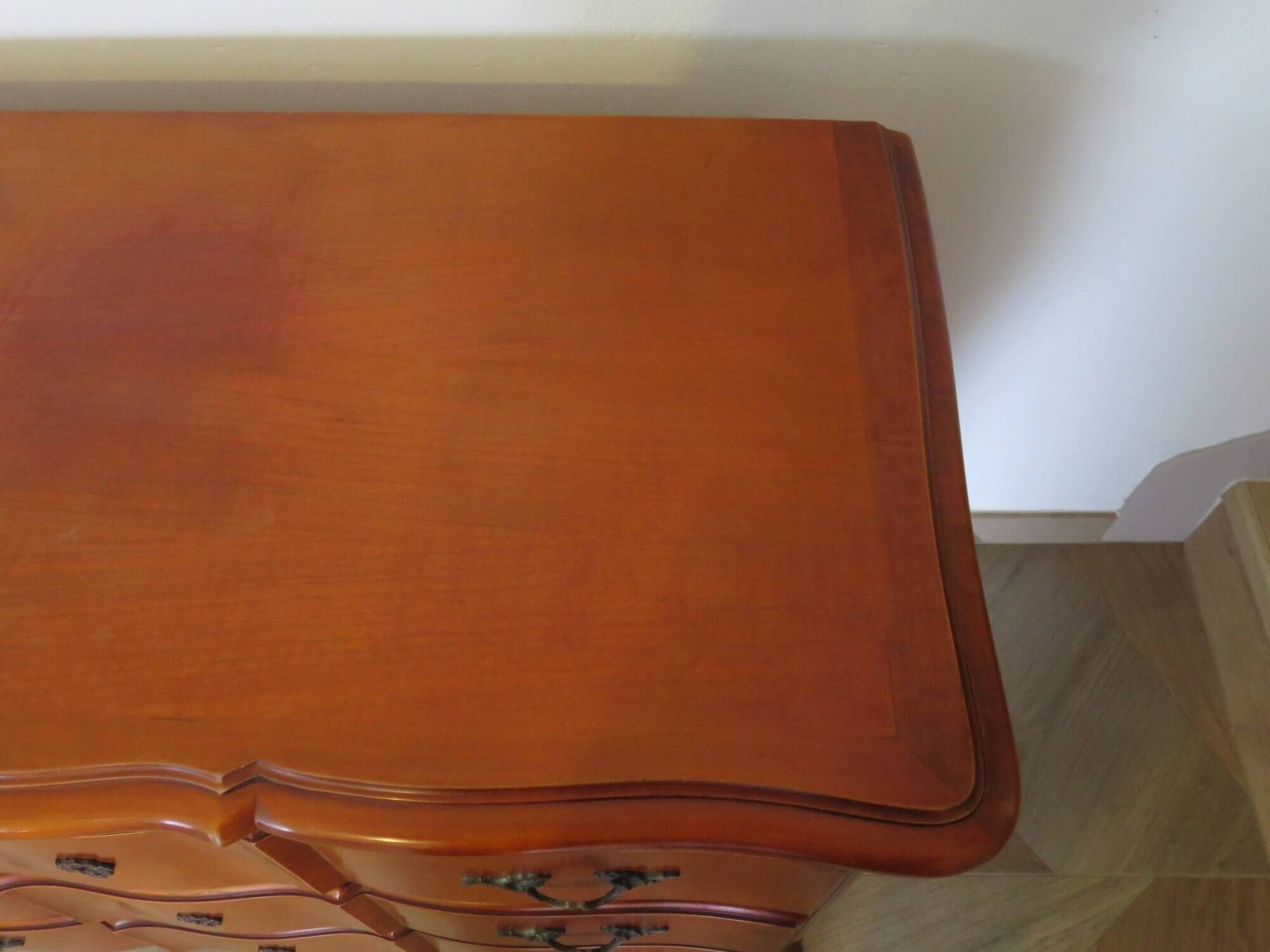 3-drawer chest of drawers in Louis XV style cherry wood, 1980s