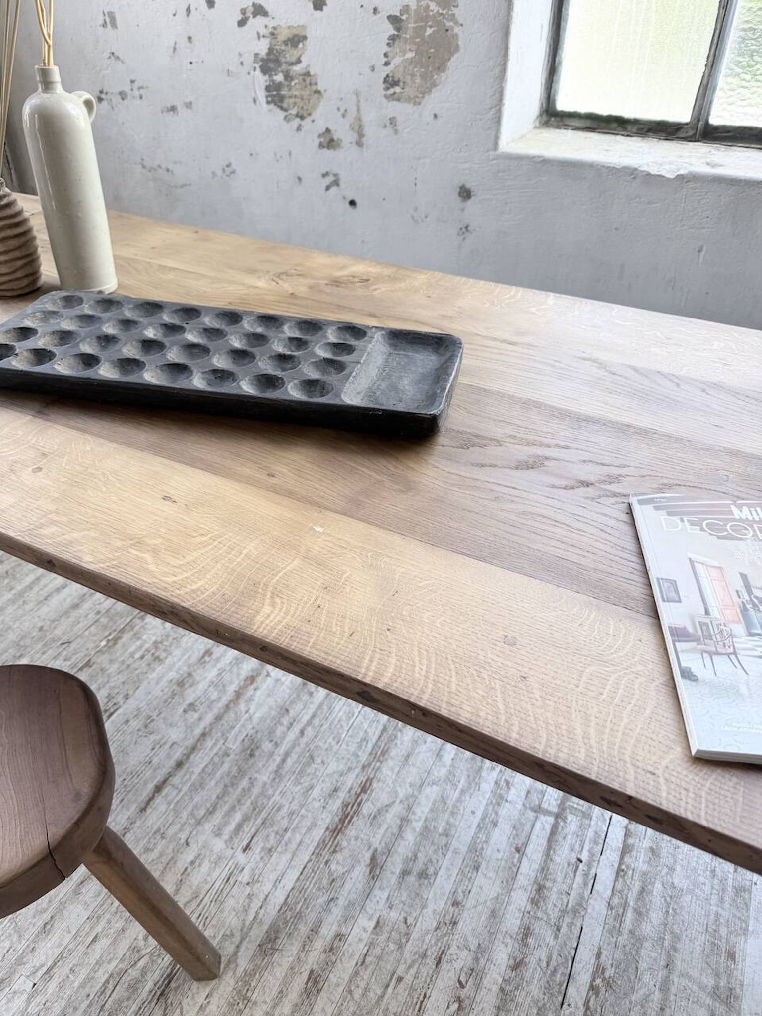 Solid oak farmhouse table with extensions (190-280cm) 1950