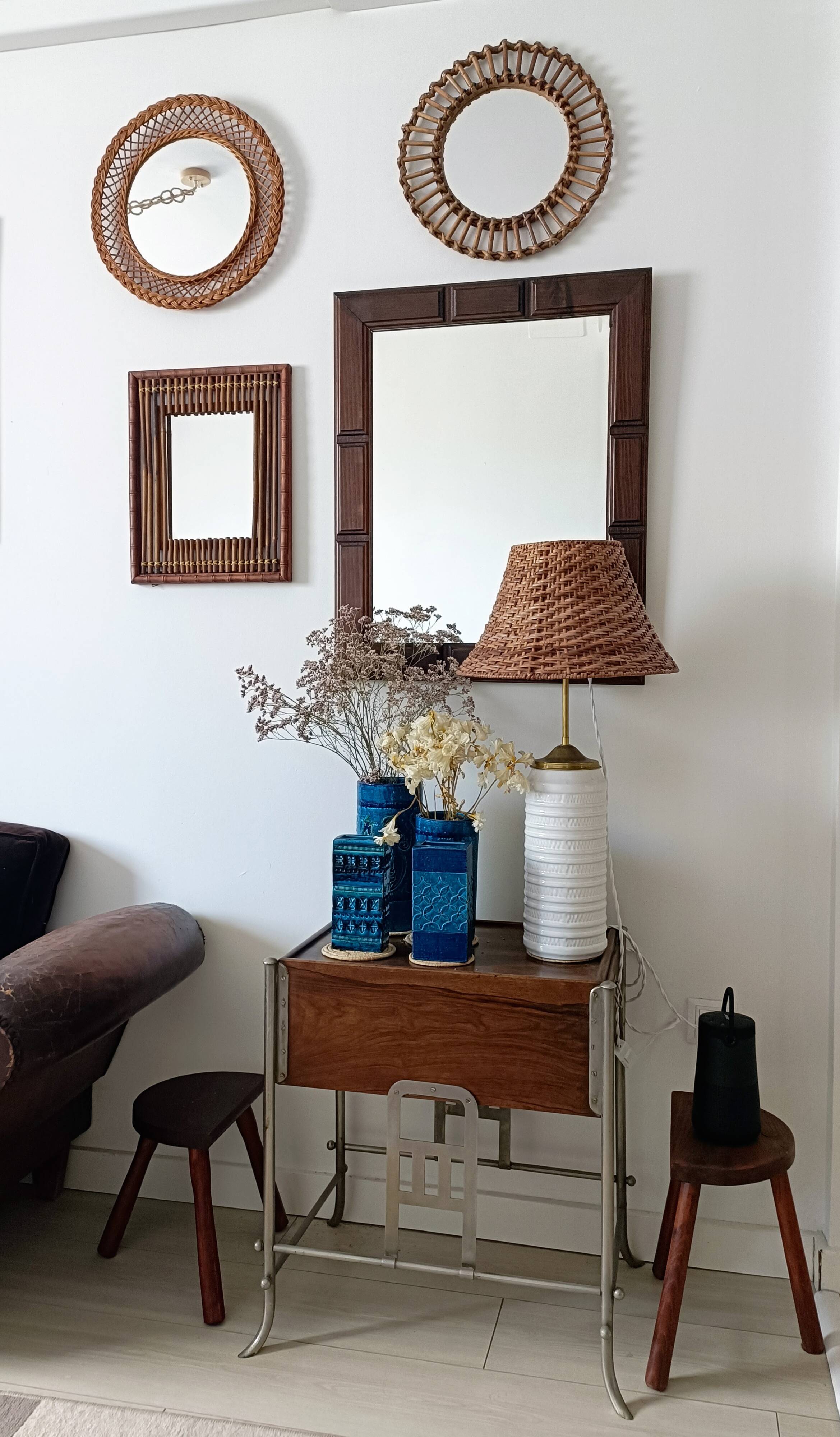 Mid-Century Spanish Wood Wall Mirror– Castilian Style, 1950s