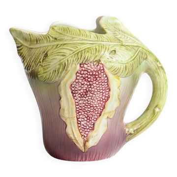 Rare vintage Italian majolica pitcher or jug in the shape of a fig.