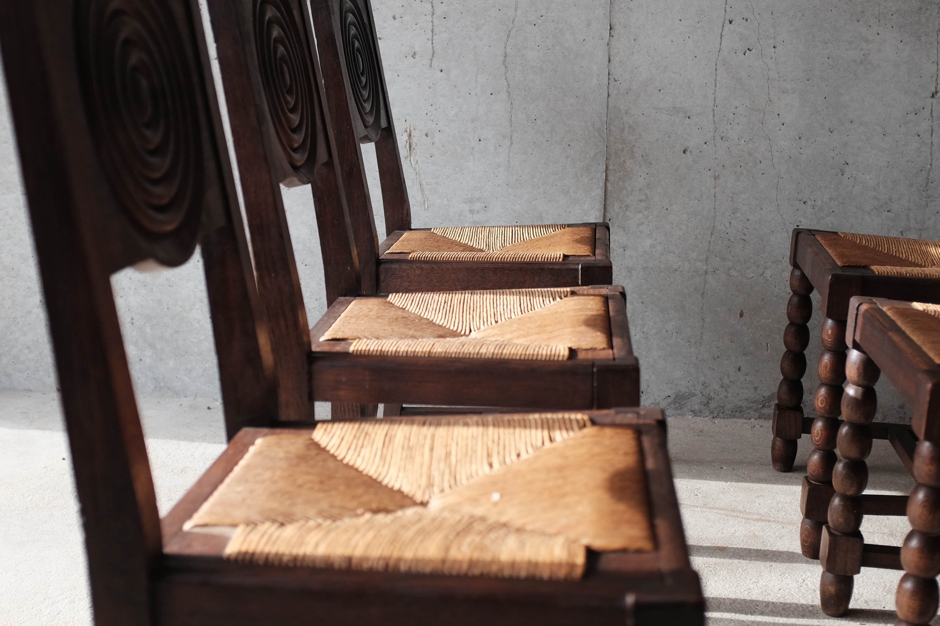 Set of 6 neo-Basque mulched chairs in the taste of Victor Courtray