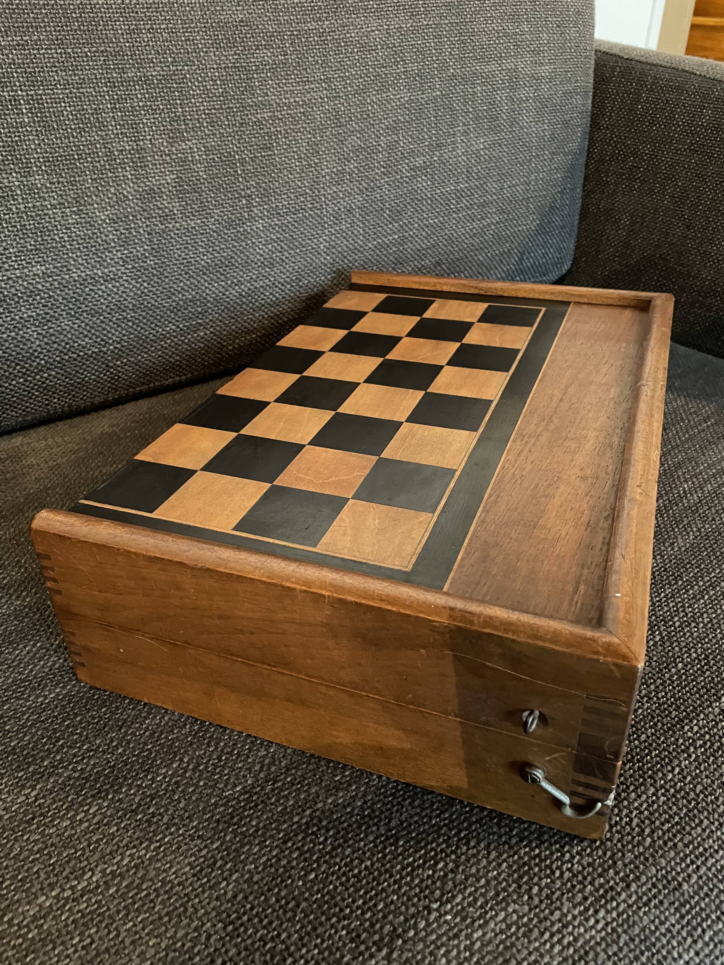 Old wooden backgammon jacquet game