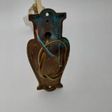 Art Nouveau bronze wall lamp with its rose-shaped glass paste tulip