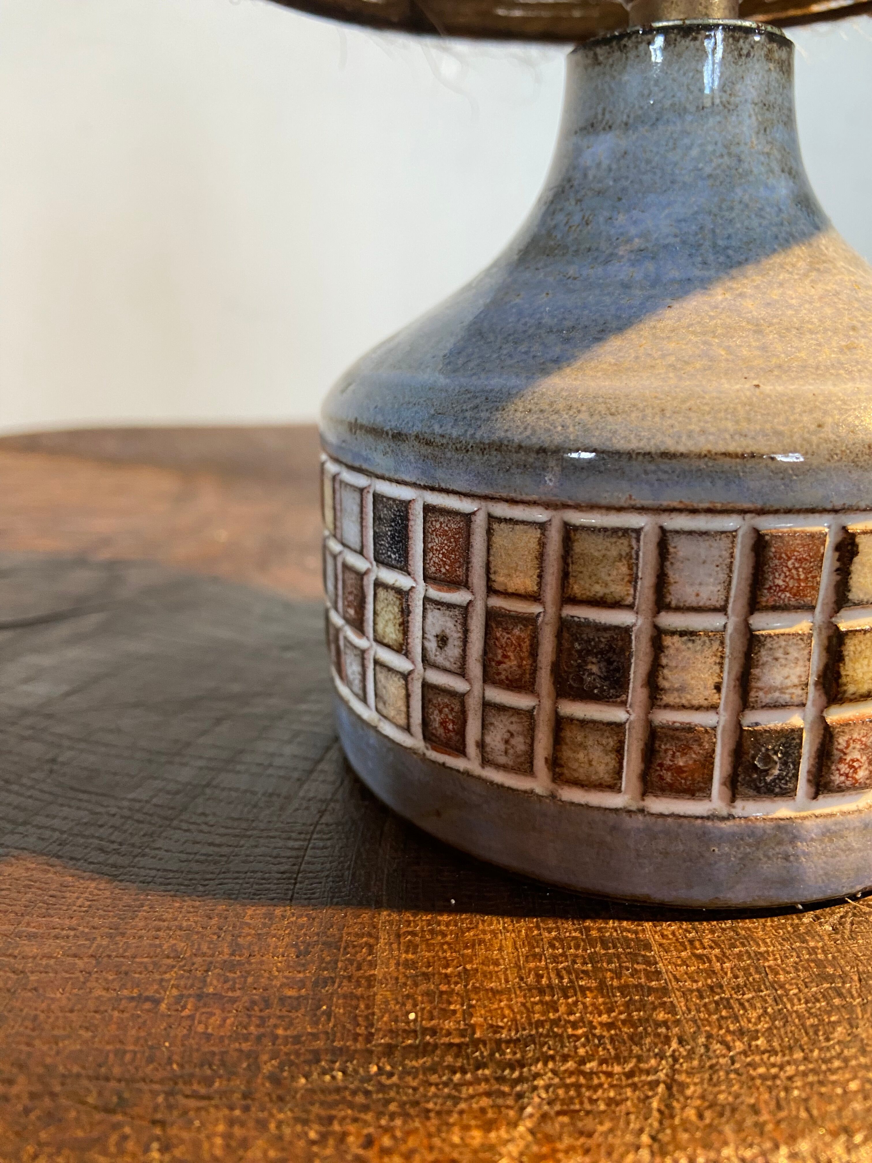 Ceramic lamp Vallauris Old Mill year 60 lampshade rope