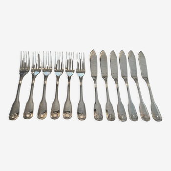 Set of 12 fish cutlery Christofle model Vendome