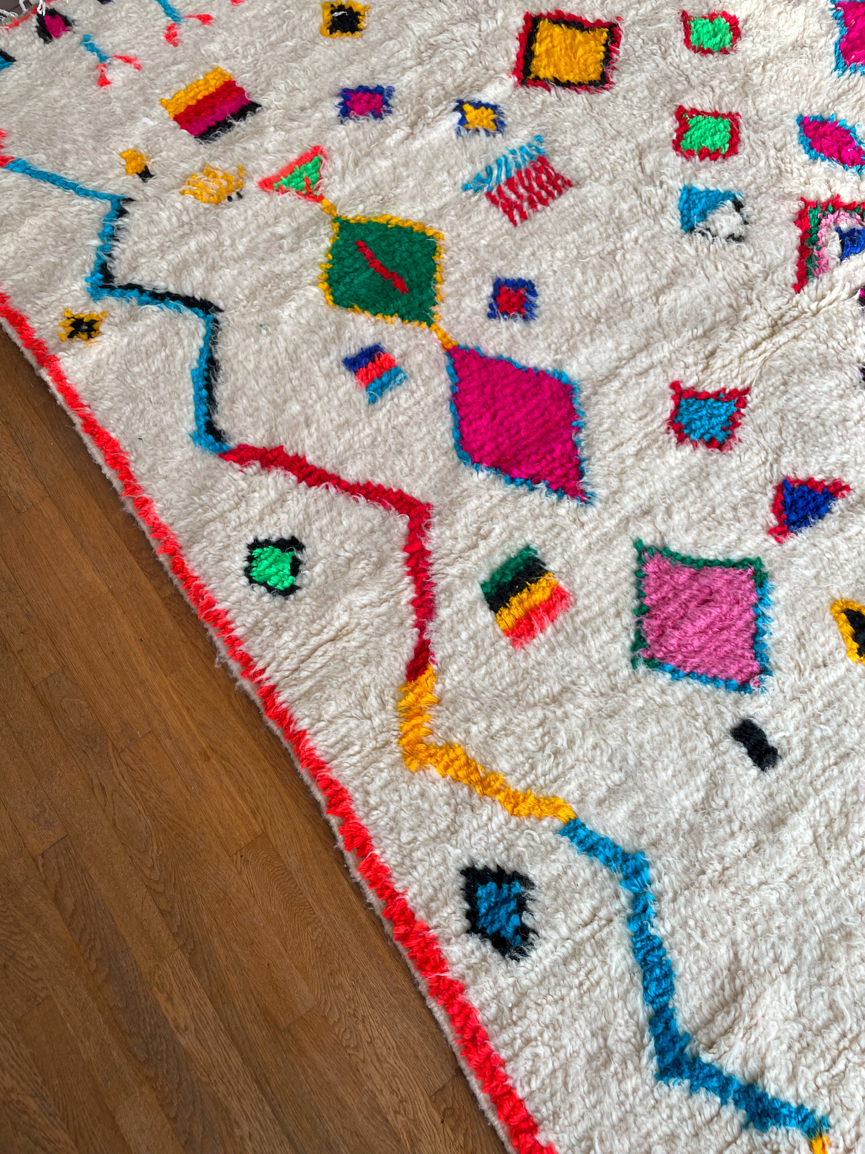 Moroccan Berber carpet azilal multicolored and fluorescent