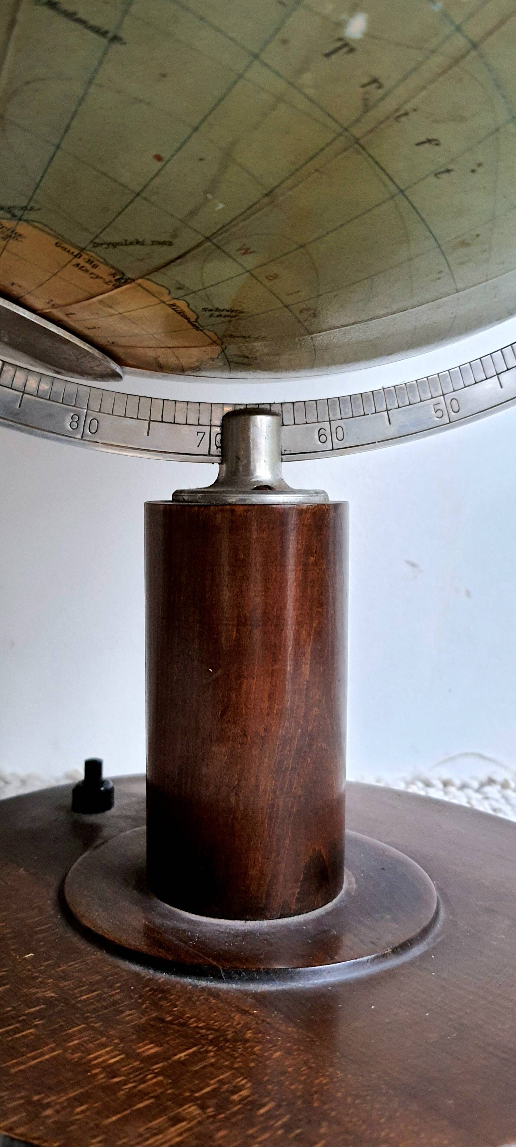 Art Deco Globe Illuminating Glass by Columbus Verlag, Germany Vintage 1930s